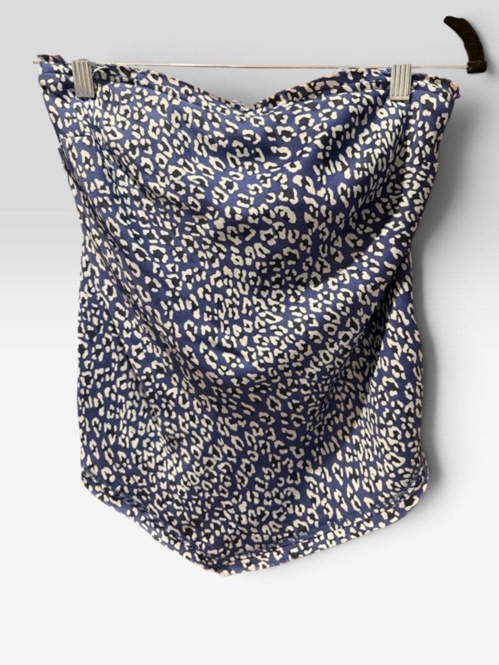 Free People Animal PrintTake You Anywhere Tube Top Blue Smocked Sz S
